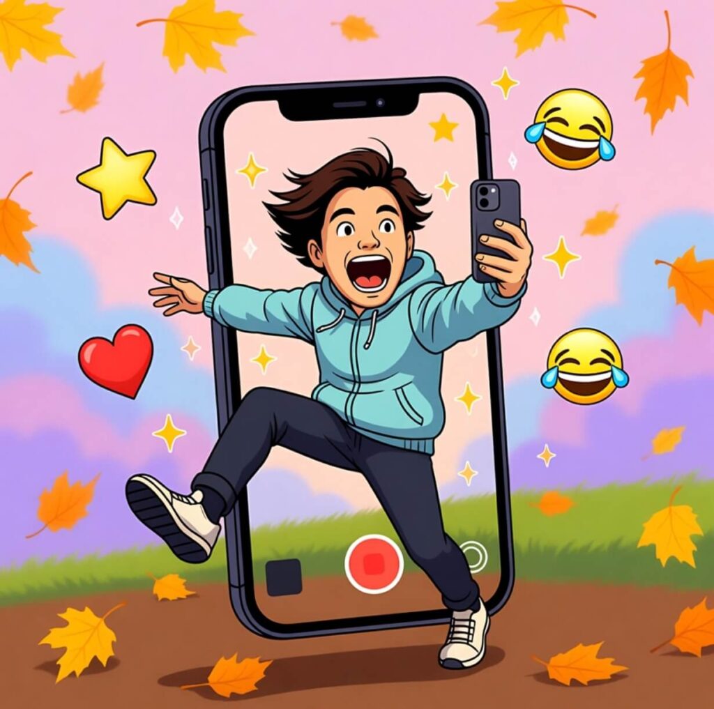 Falling Puns for Selfies and Reels